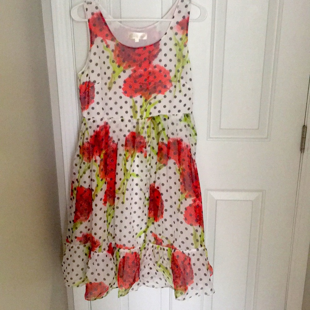 Silk Floral dot dress. 100% silk